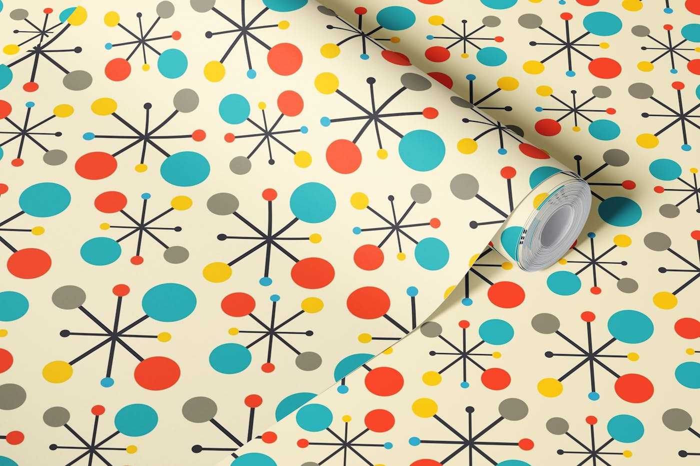 Mid century fifties wallpaper roll