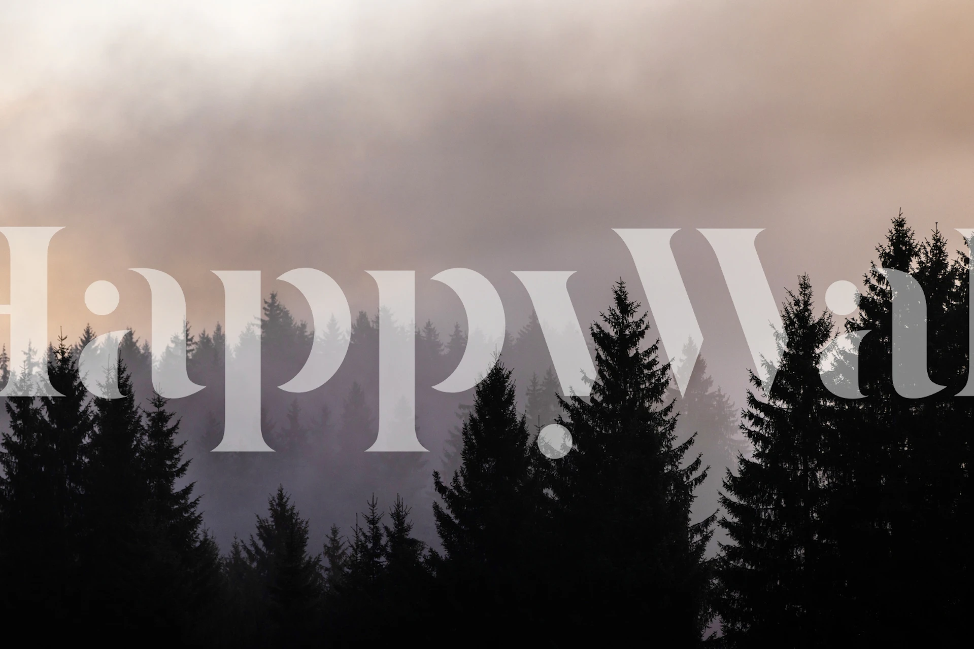 Forest silhouette with soft pink and gray hues wallpaper