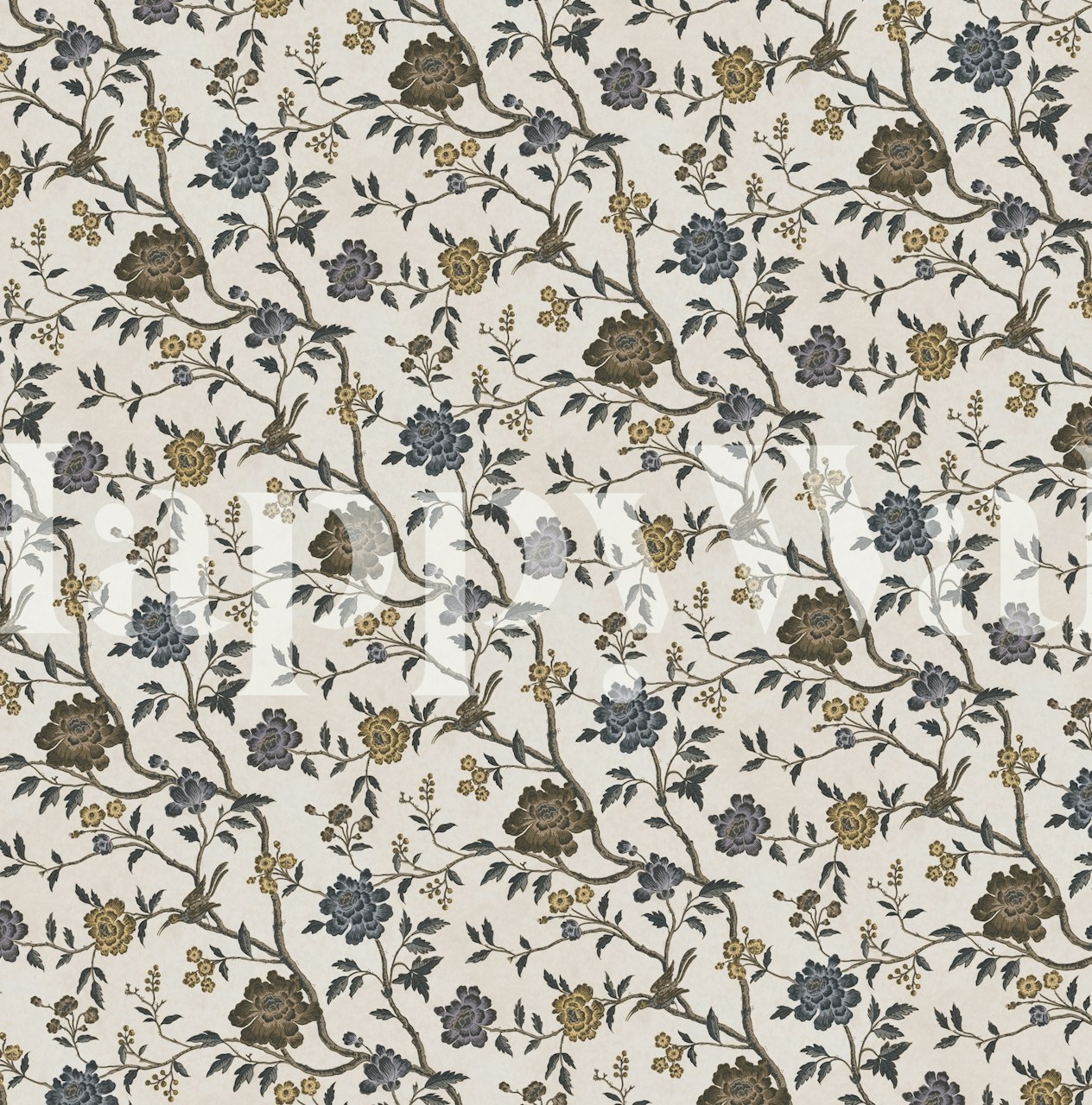 Vintage floral wallpaper design in a room