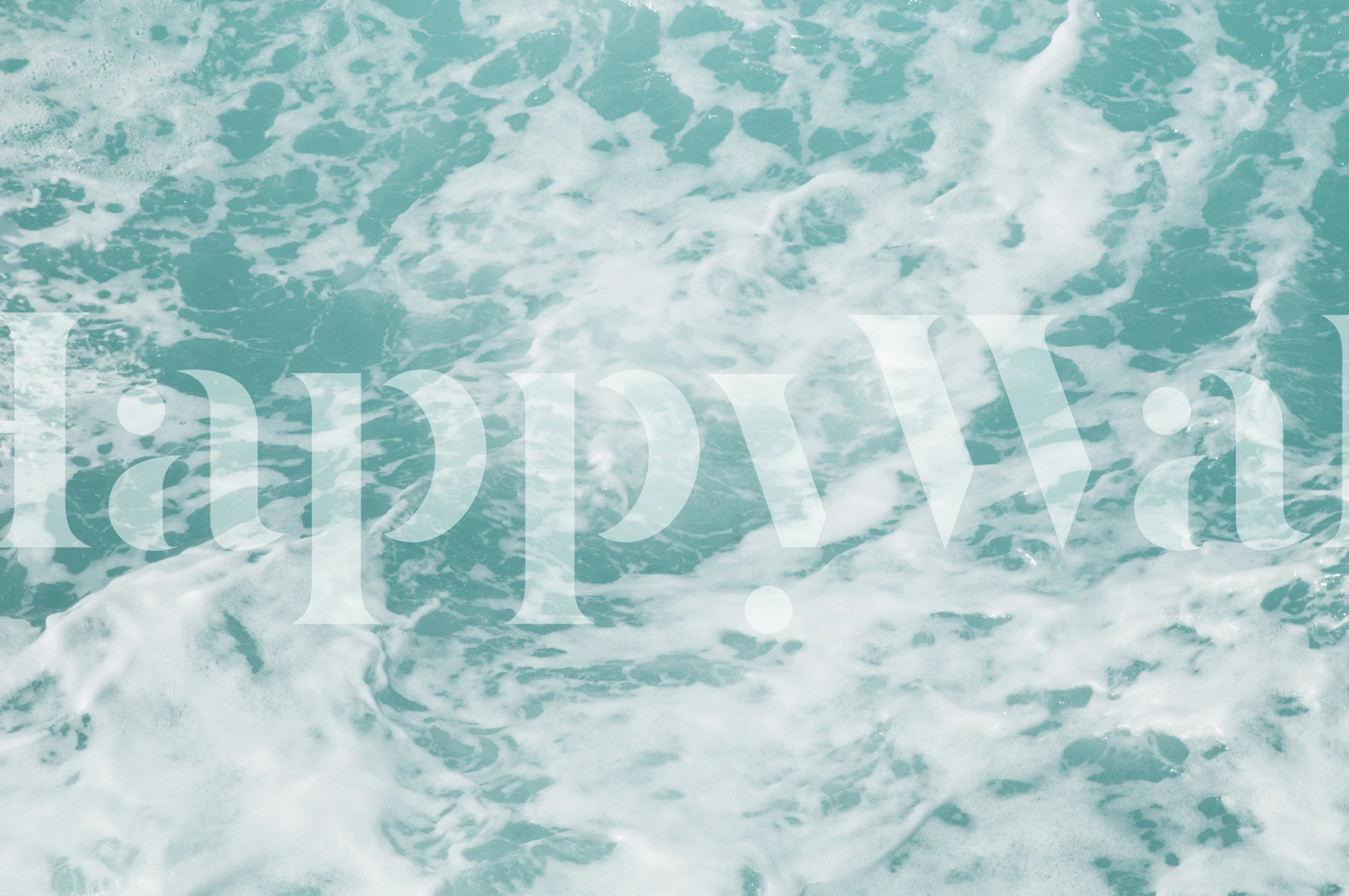 Ocean waves in teal and white shades wallpaper