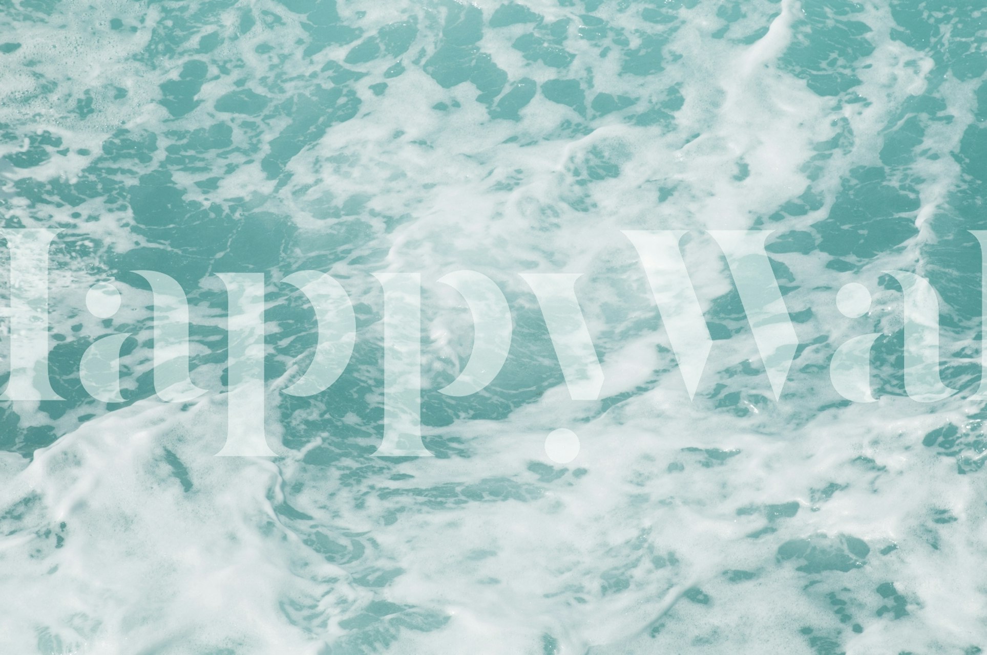 Ocean waves in teal and white shades wallpaper