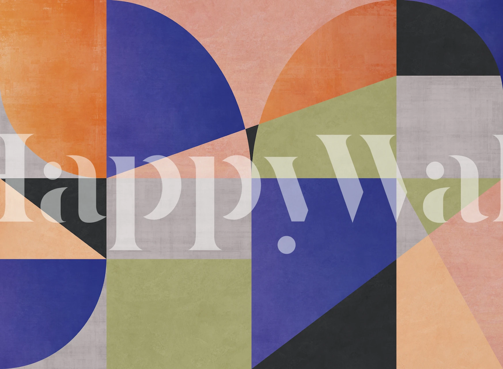 Colorful abstract geometric shapes in orange, blue, gray, and green wallpaper