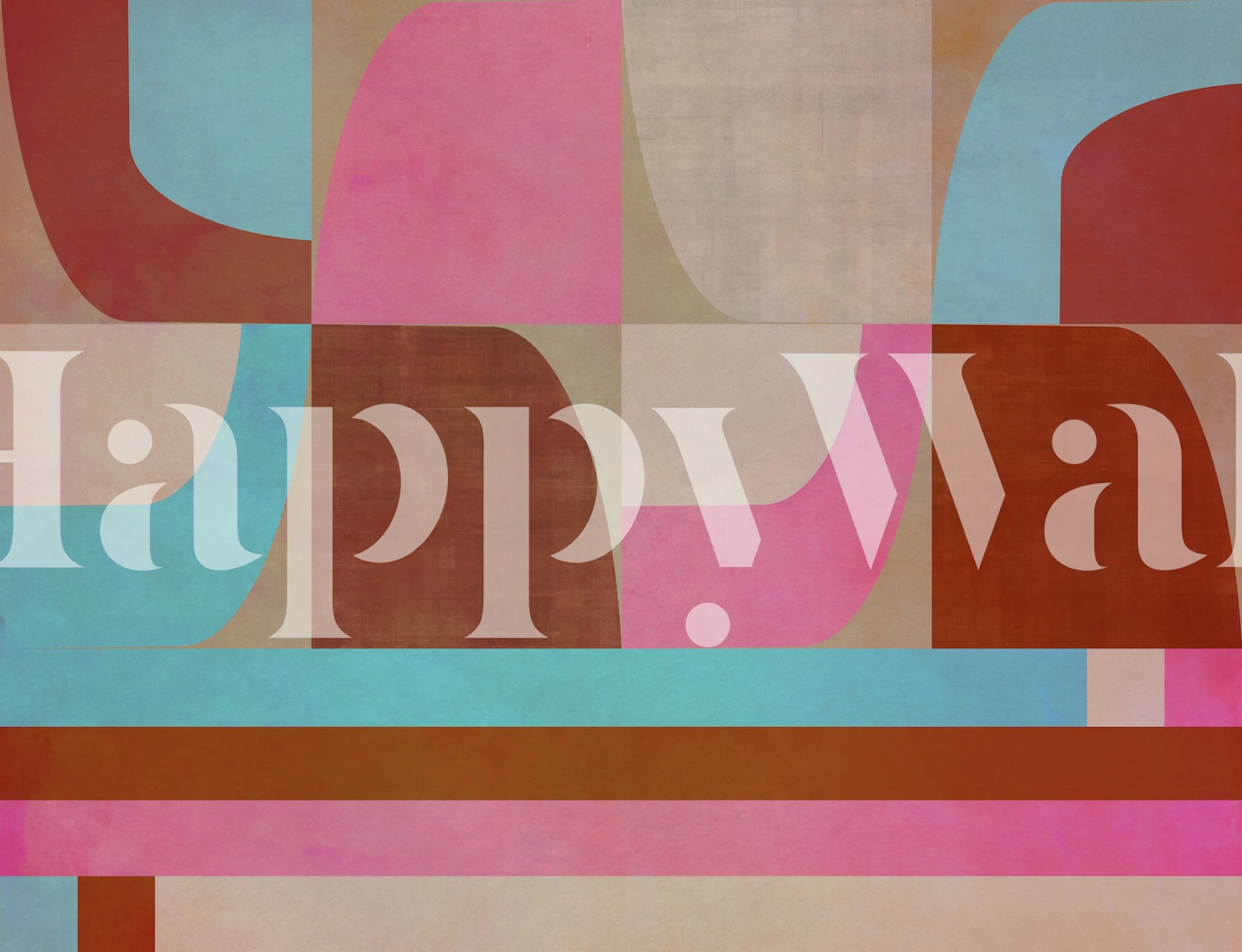 Abstract geometric wall mural with warm and cool tones