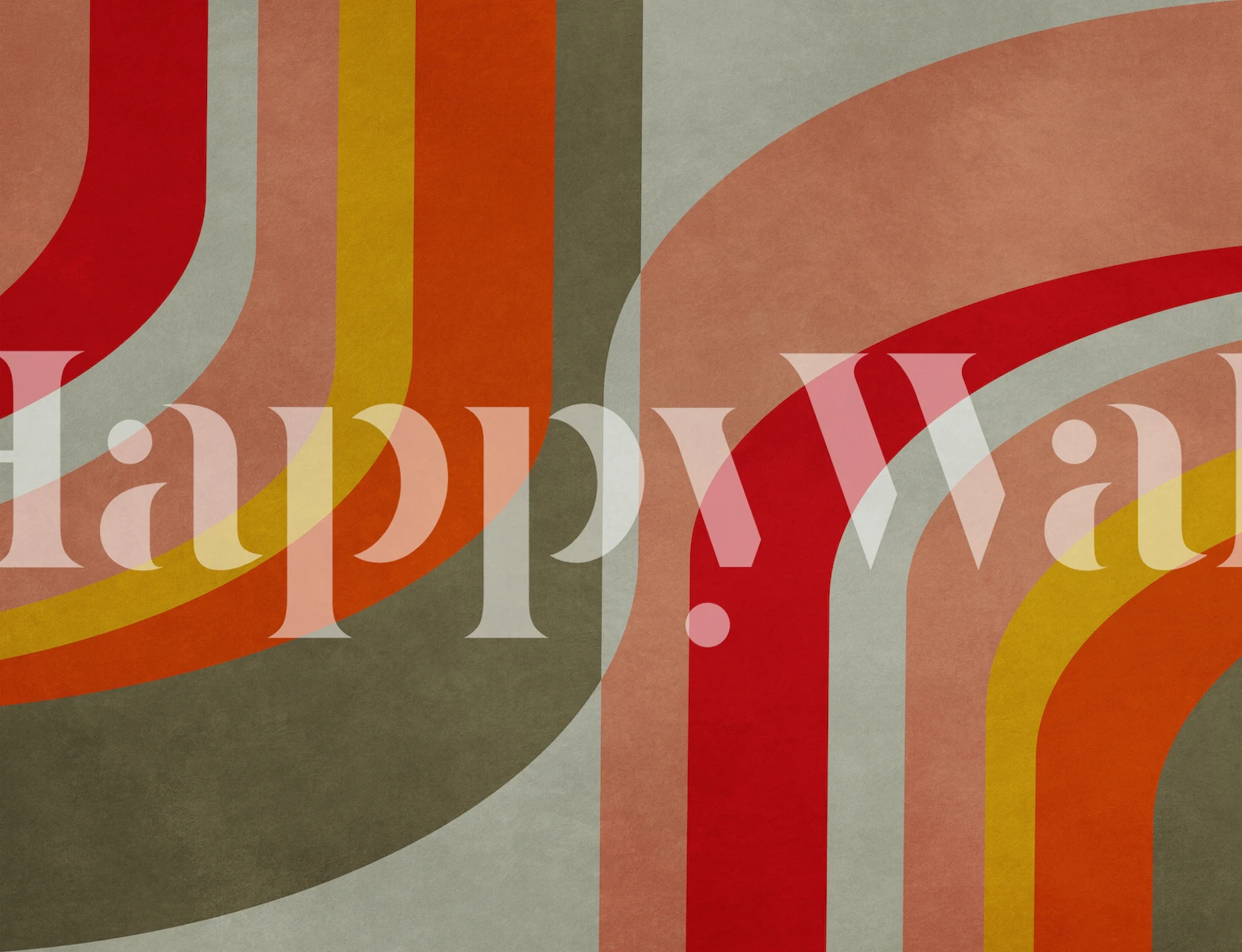 Colorful wavy pattern in red, orange, yellow, and beige wallpaper