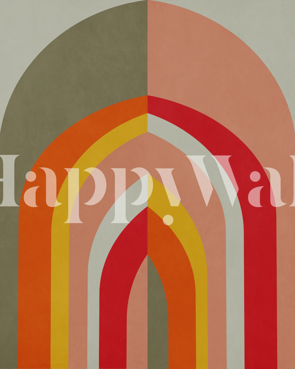 Colorful arches in orange, pink, yellow, and green wallpaper