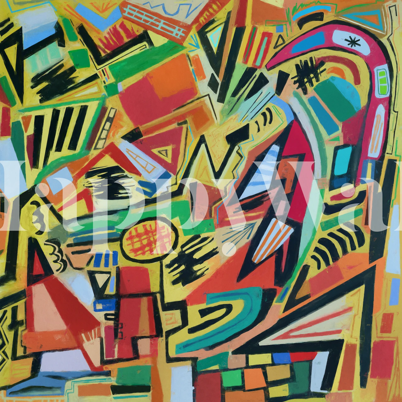 Papel de parede vibrante graffiti style em um quarto