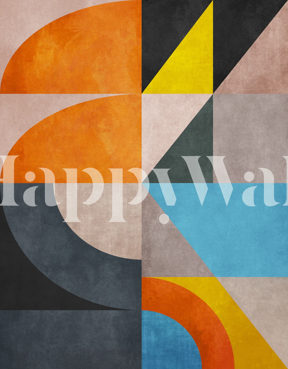 Colorful geometric shapes orange, blue, yellow, gray wallpaper