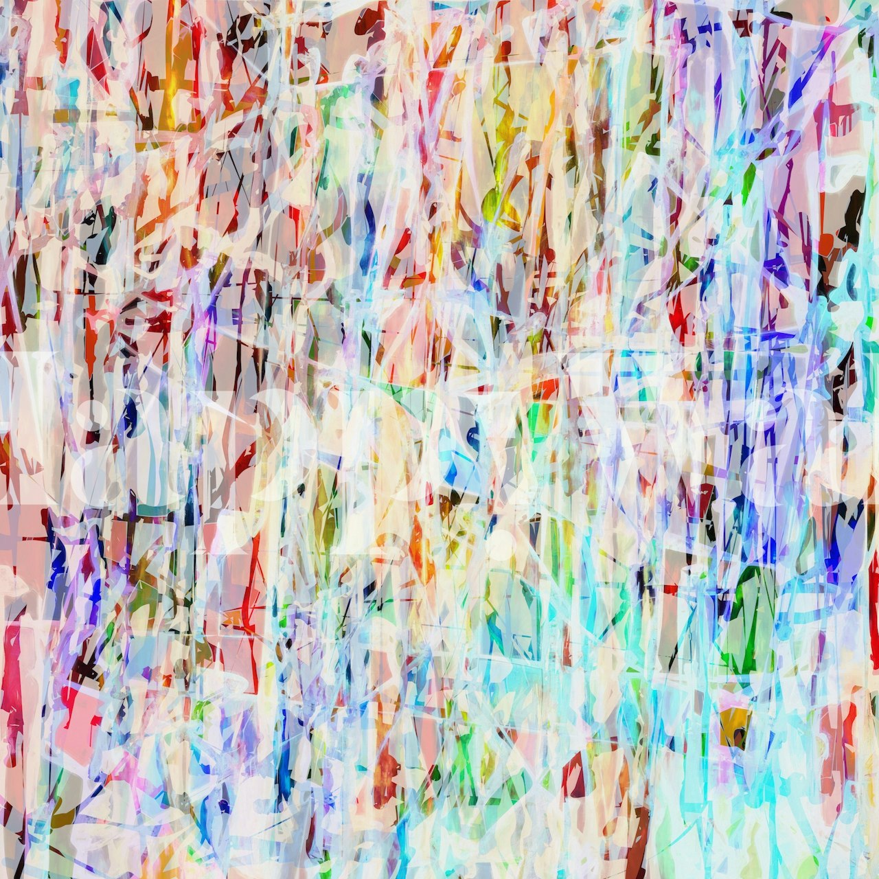 Abstract expressionist style wall mural with vibrant strokes of color