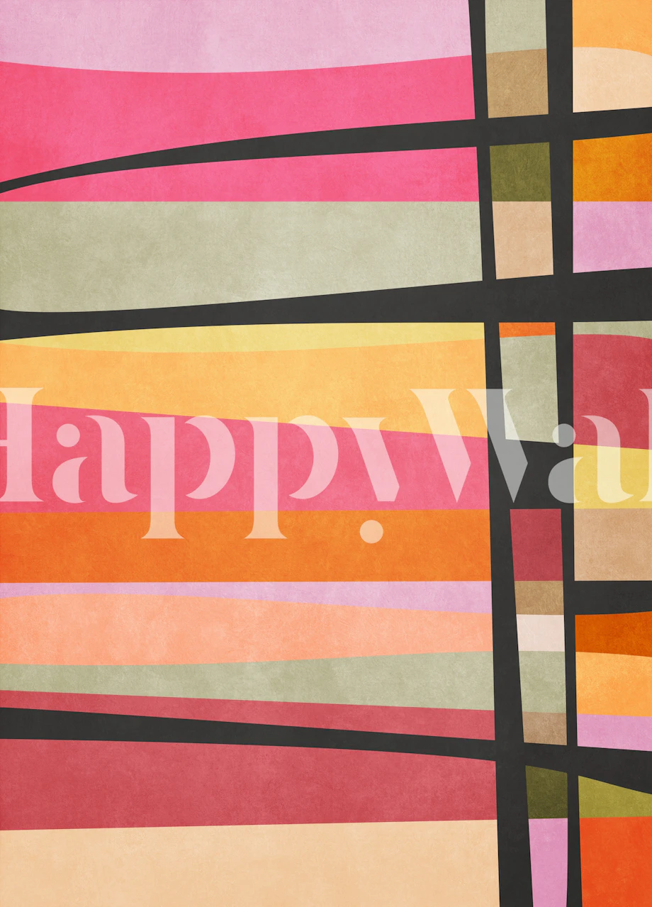 Colorful horizontal lines wallpaper in a room