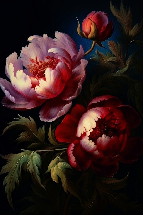 Moody Opulent Baroque Flowers Garden