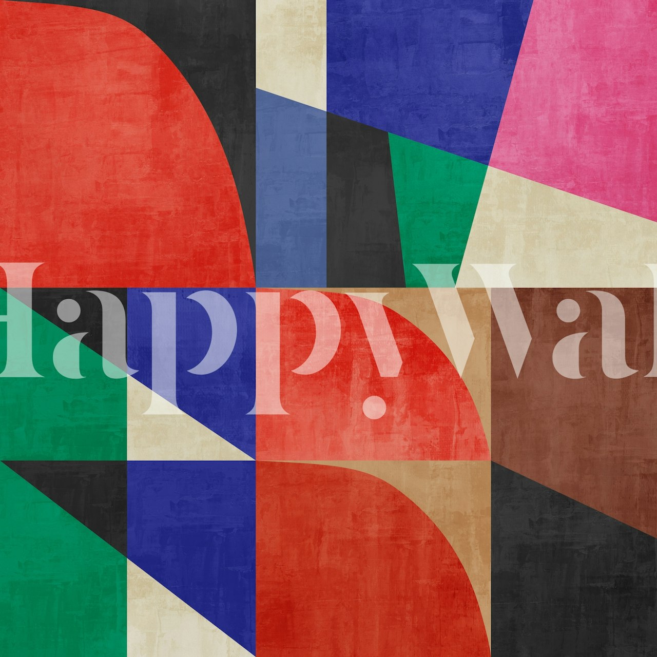 Colorful geometric shapes in red, blue, green, and more wallpaper