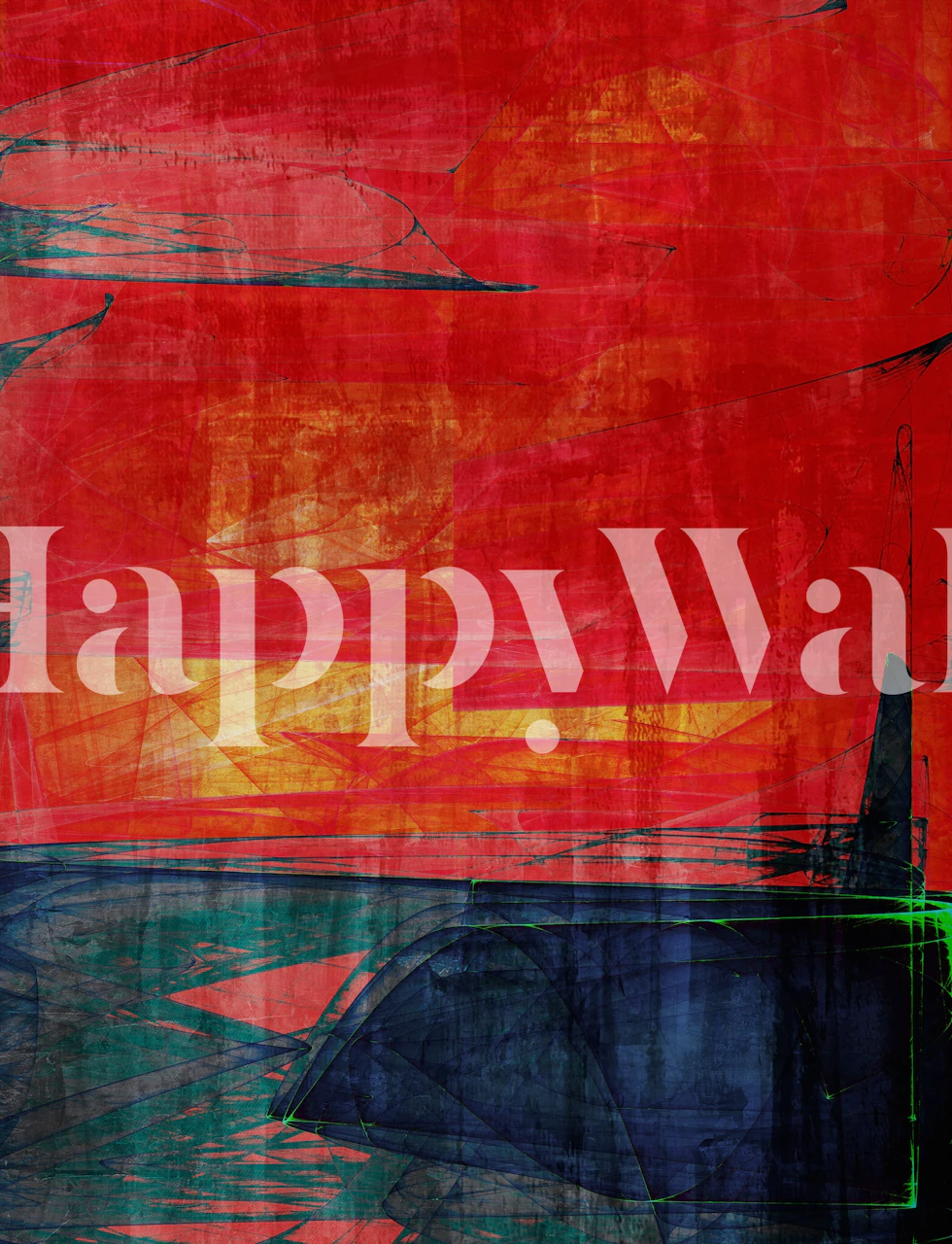 Papier peint Red Twilight affiché dans une pièce