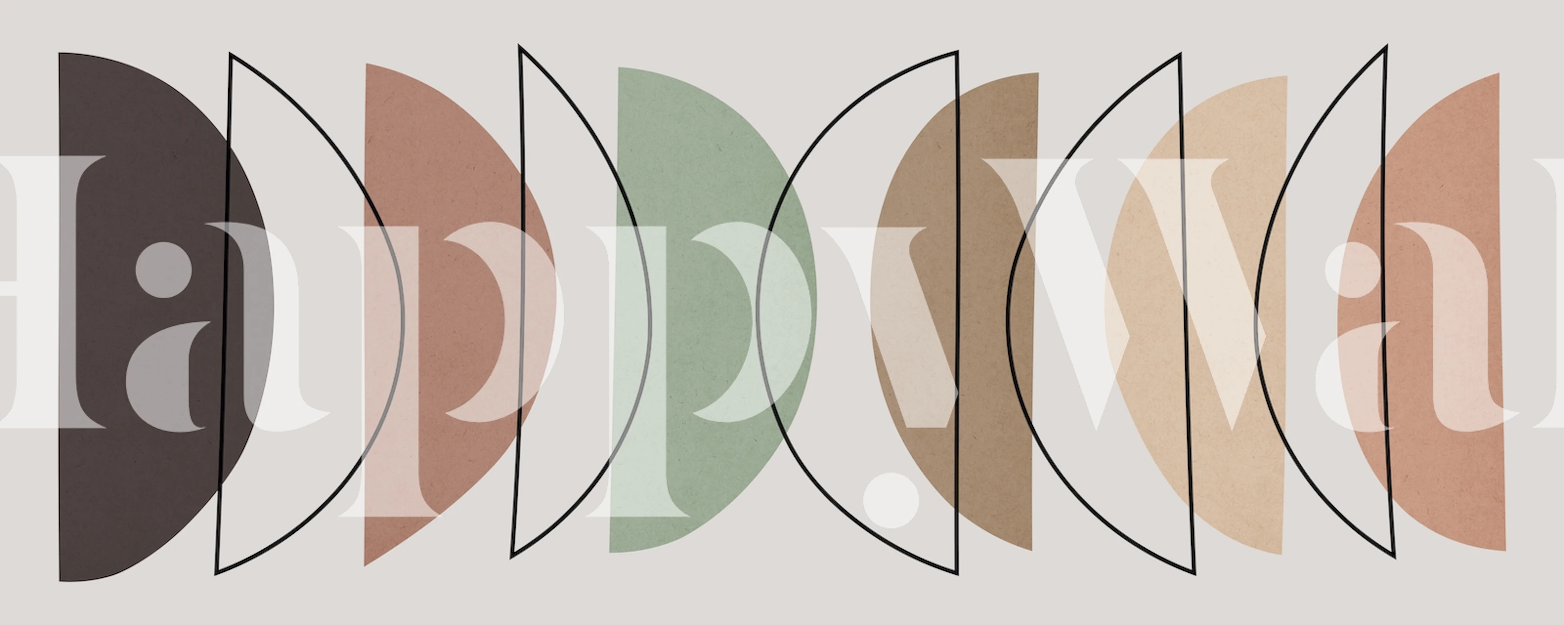 Boho Geometric Figures Wall Mural with Overlapping Shapes in Earthy Tones