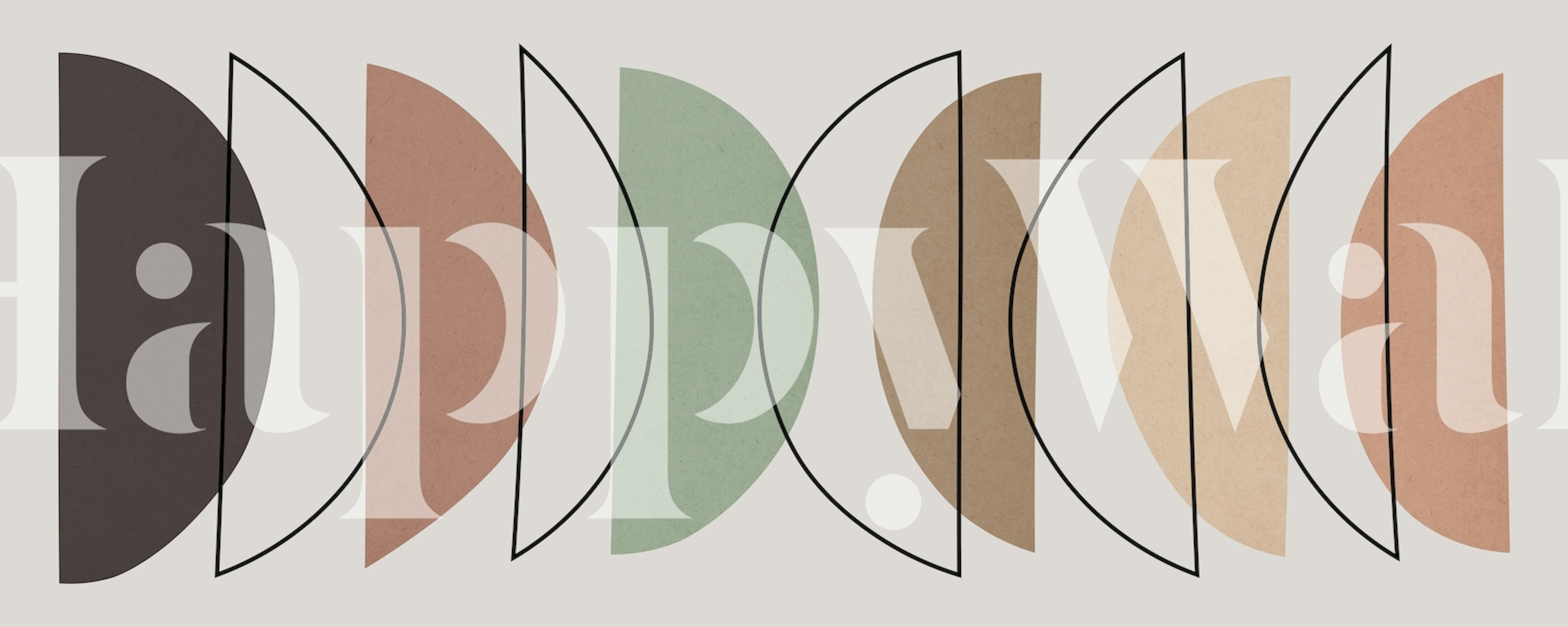 Boho Geometric Figures Wall Mural with Overlapping Shapes in Earthy Tones