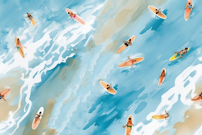 Retro Surf Girls Wallpaper | HappyWall