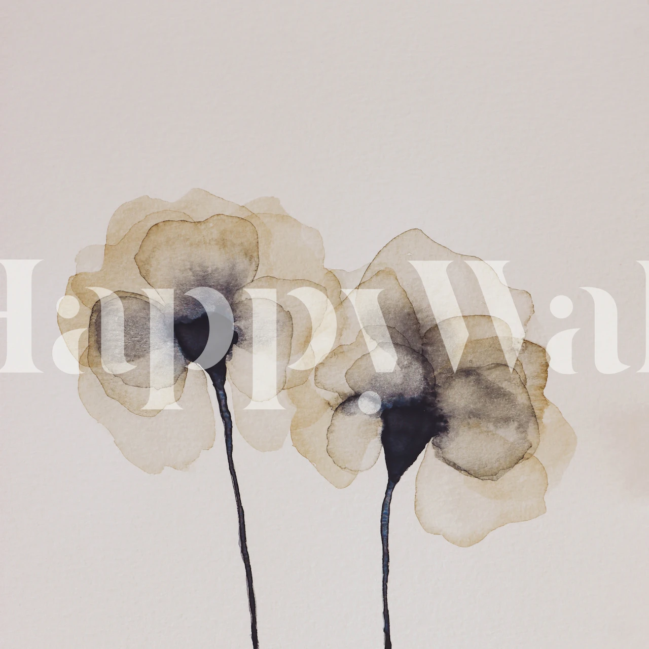 Pastellbeige Blumen Tapete in einem Raum