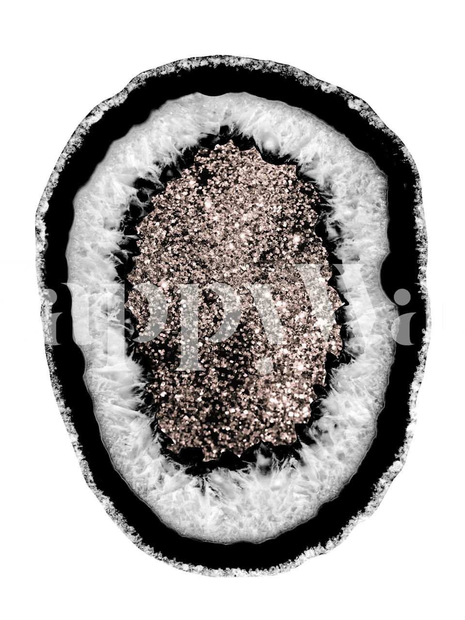 Elegant agate-inspired wall mural with rose gold glitter center