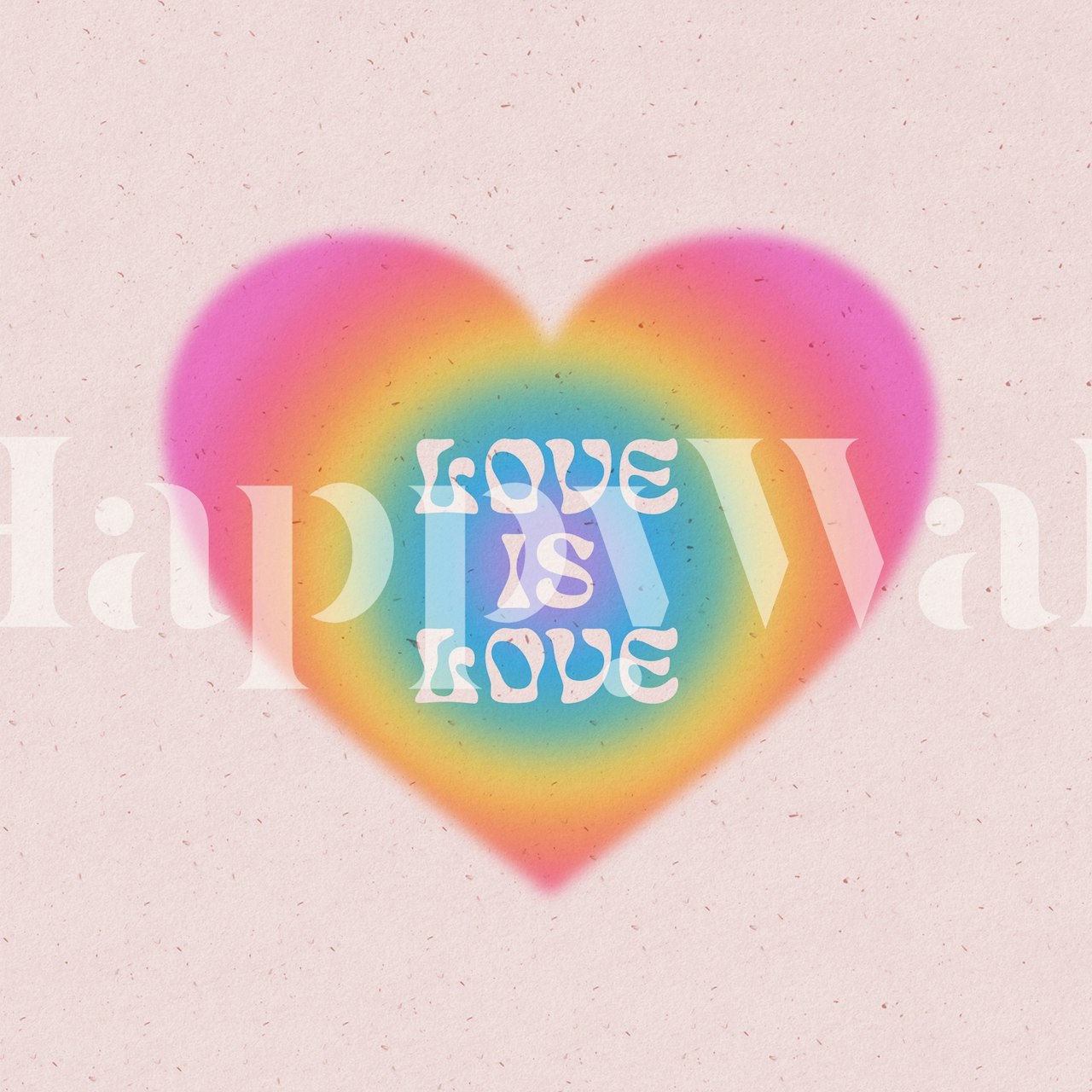 Rainbow heart with text 'Love is Love' on pink background wallpaper