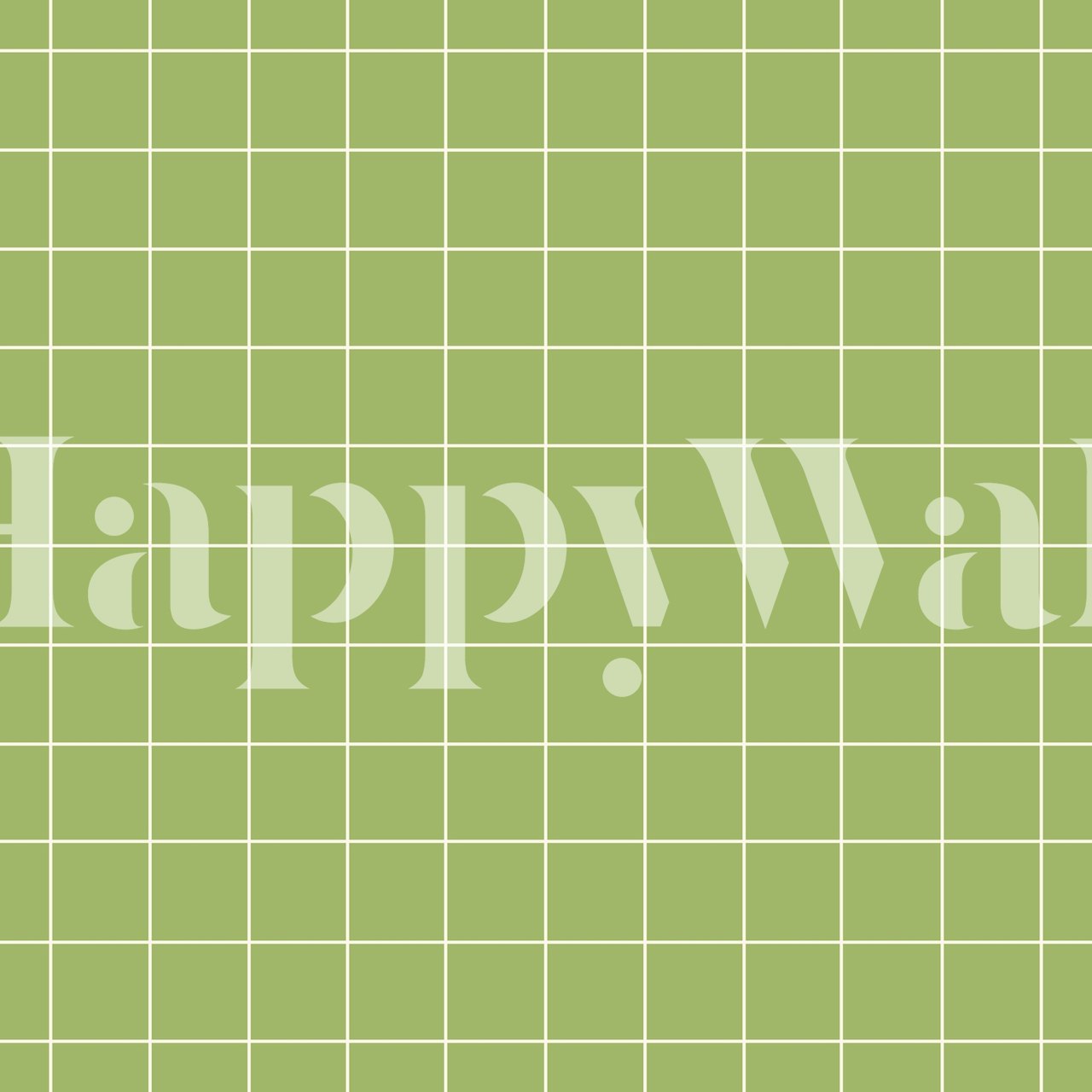 Green grid pattern wallpaper with white lines in modern style