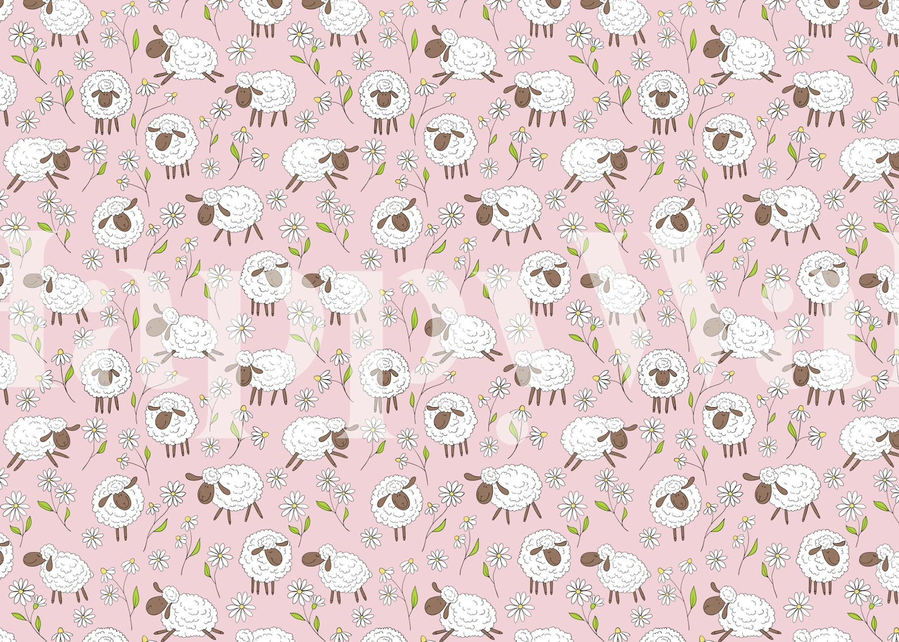 Counting sheep wallpaper design in a room