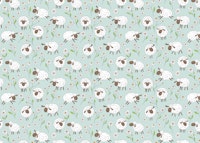 Sheep and daisies on soft blue for kids behang