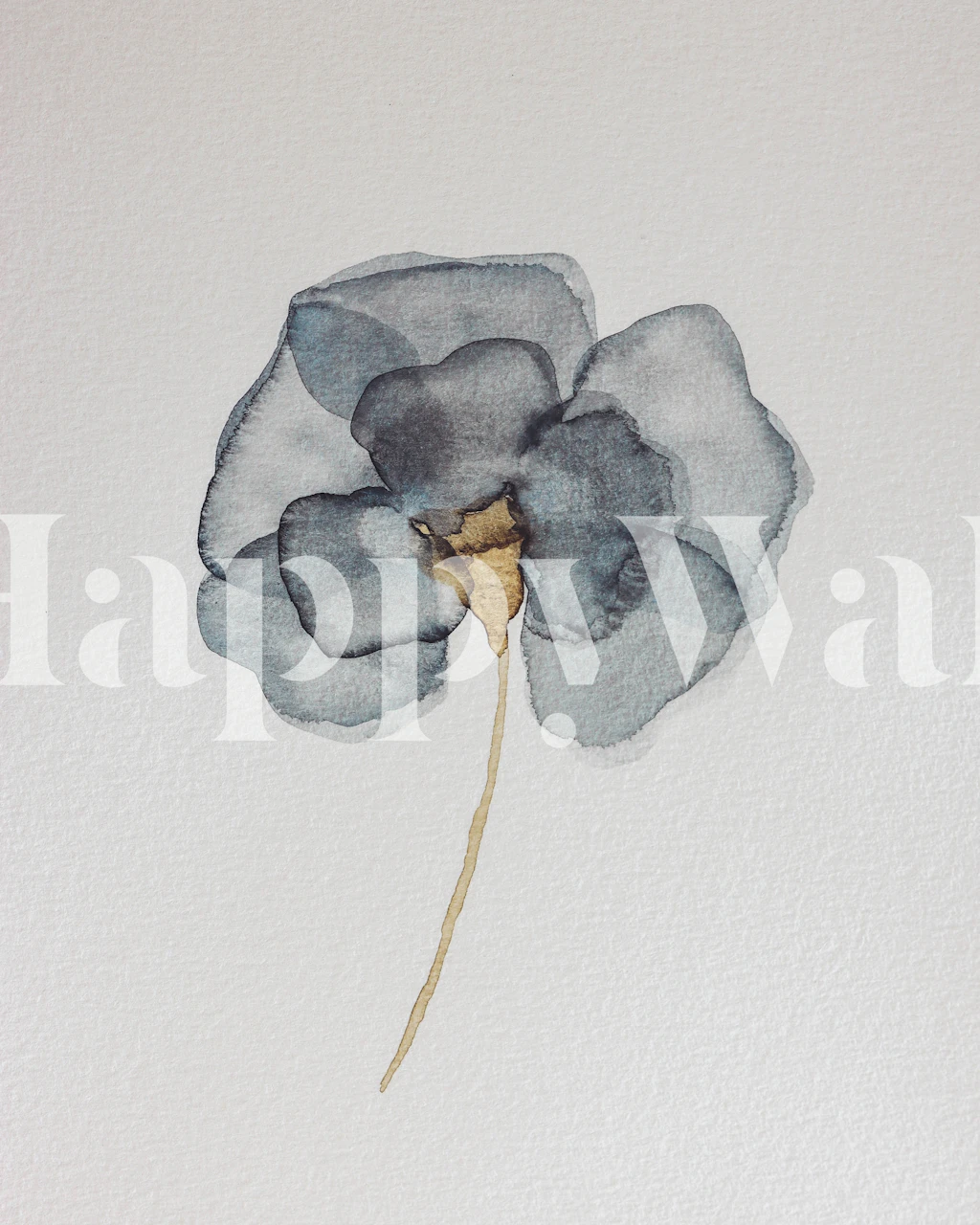 Blue floral watercolor wallpaper with soft blooms and a neutral background