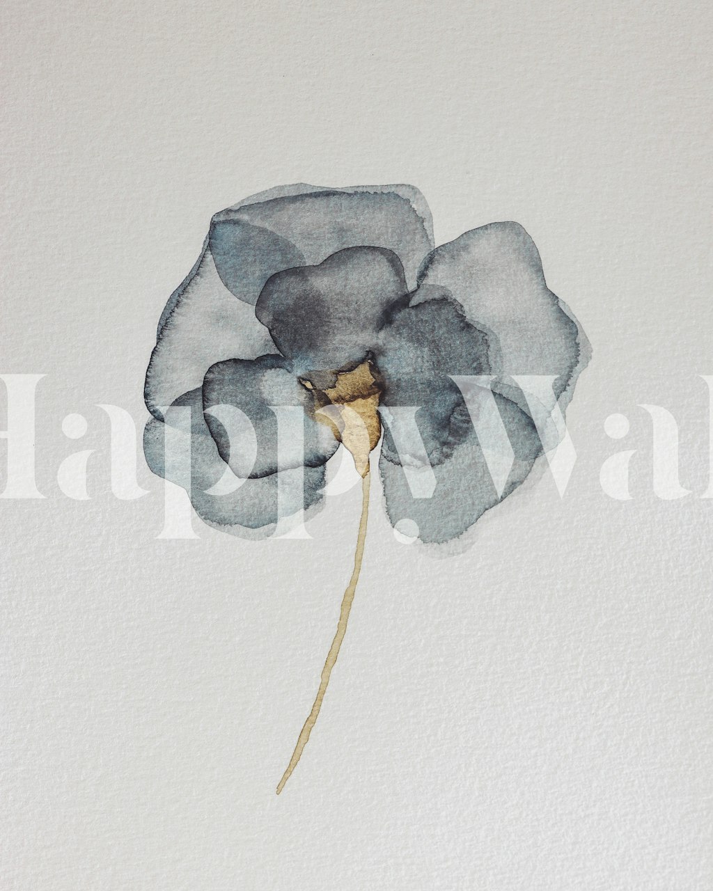 Blue floral watercolor wallpaper with soft blooms and a neutral background