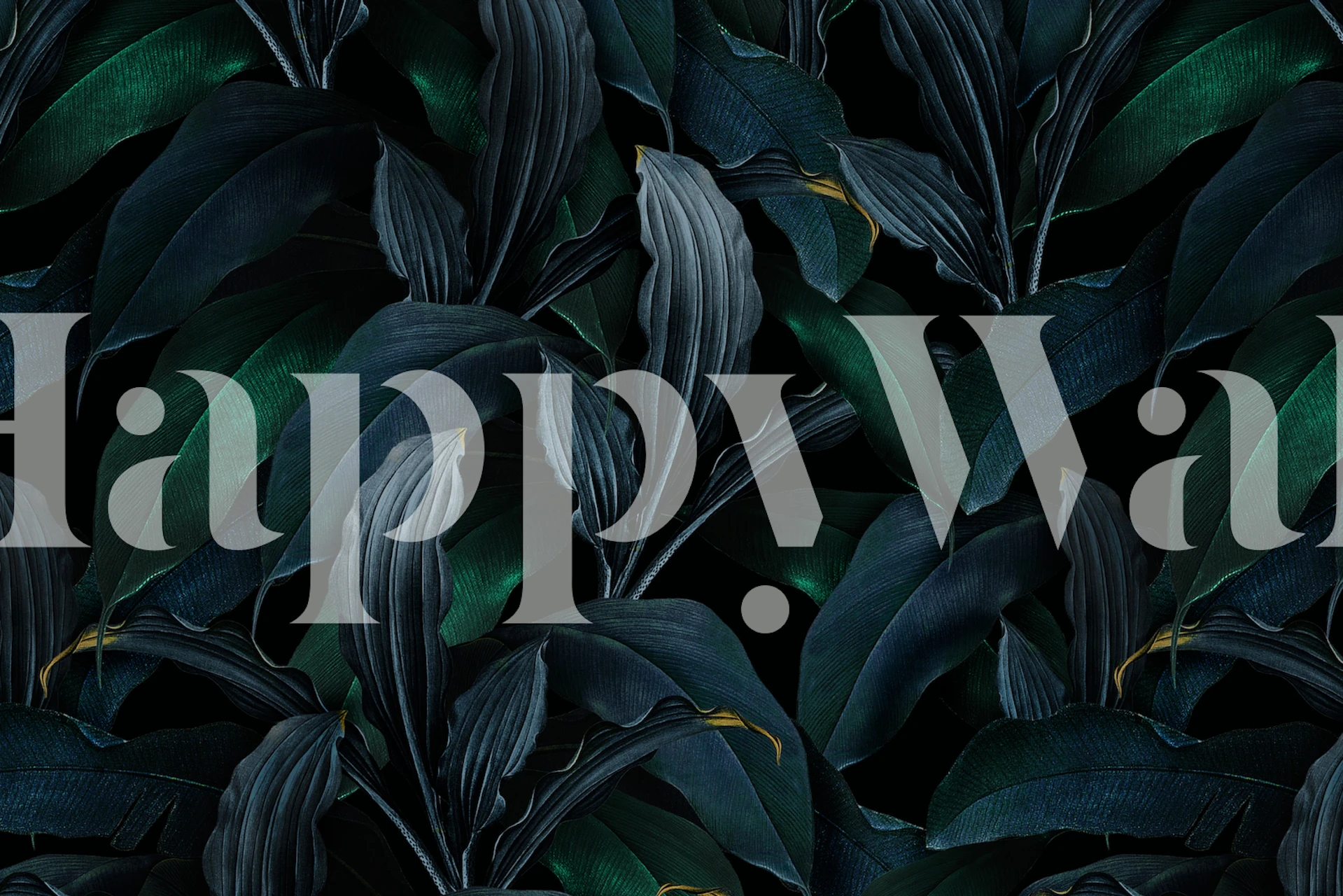 Tropical leaves in dark green tones wallpaper