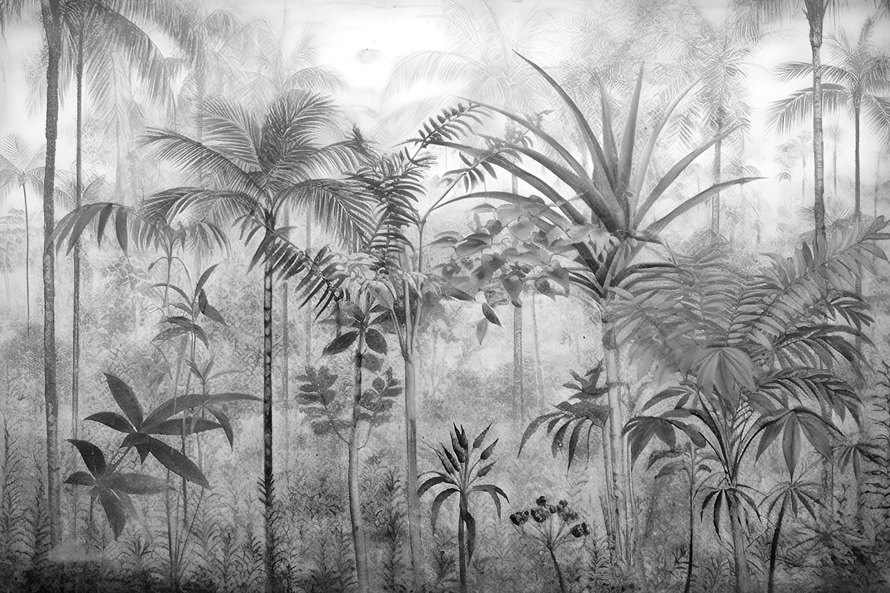 Black and White Jungle Wallpaper | Happywall