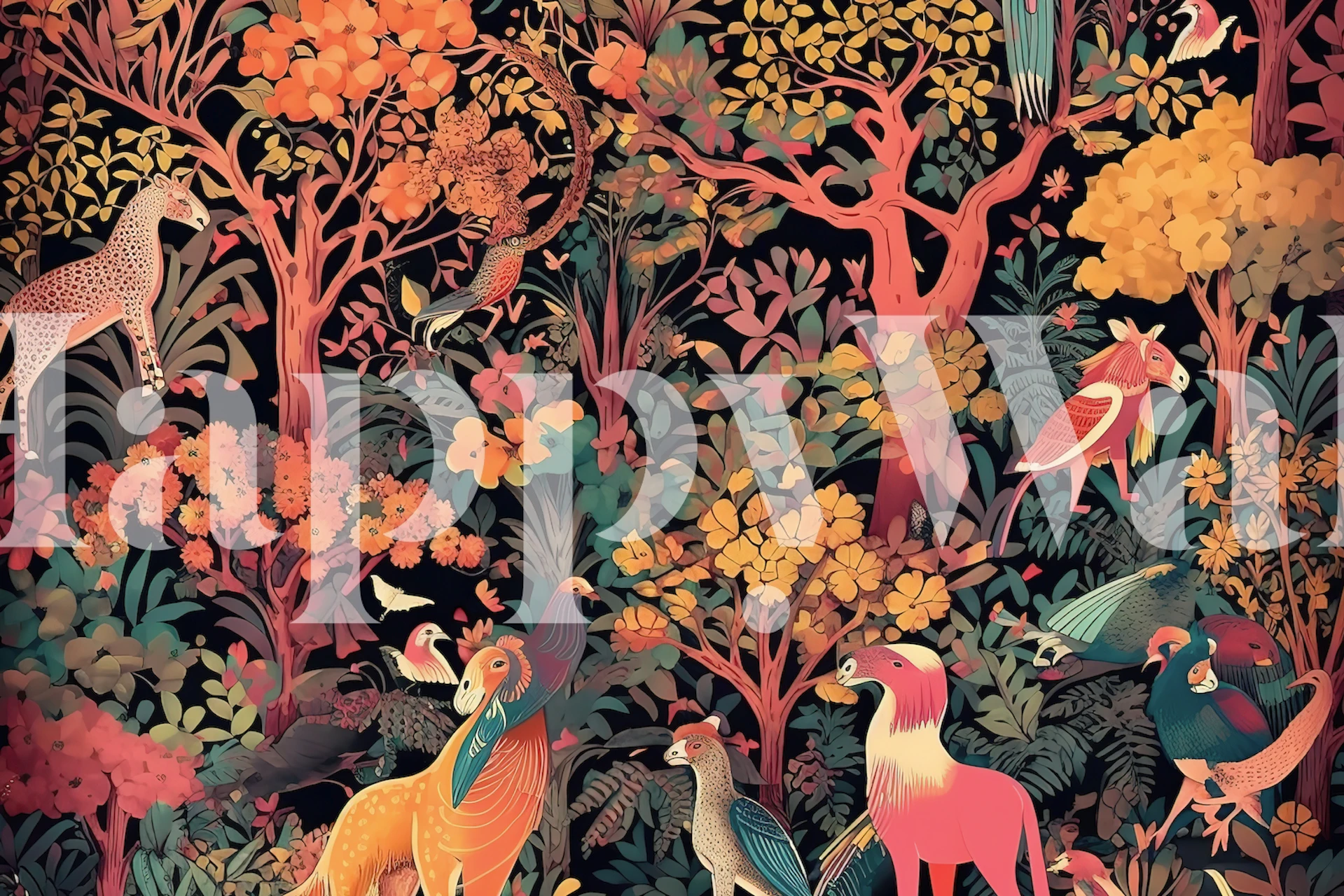 Crowded Forest tapet i ett rum