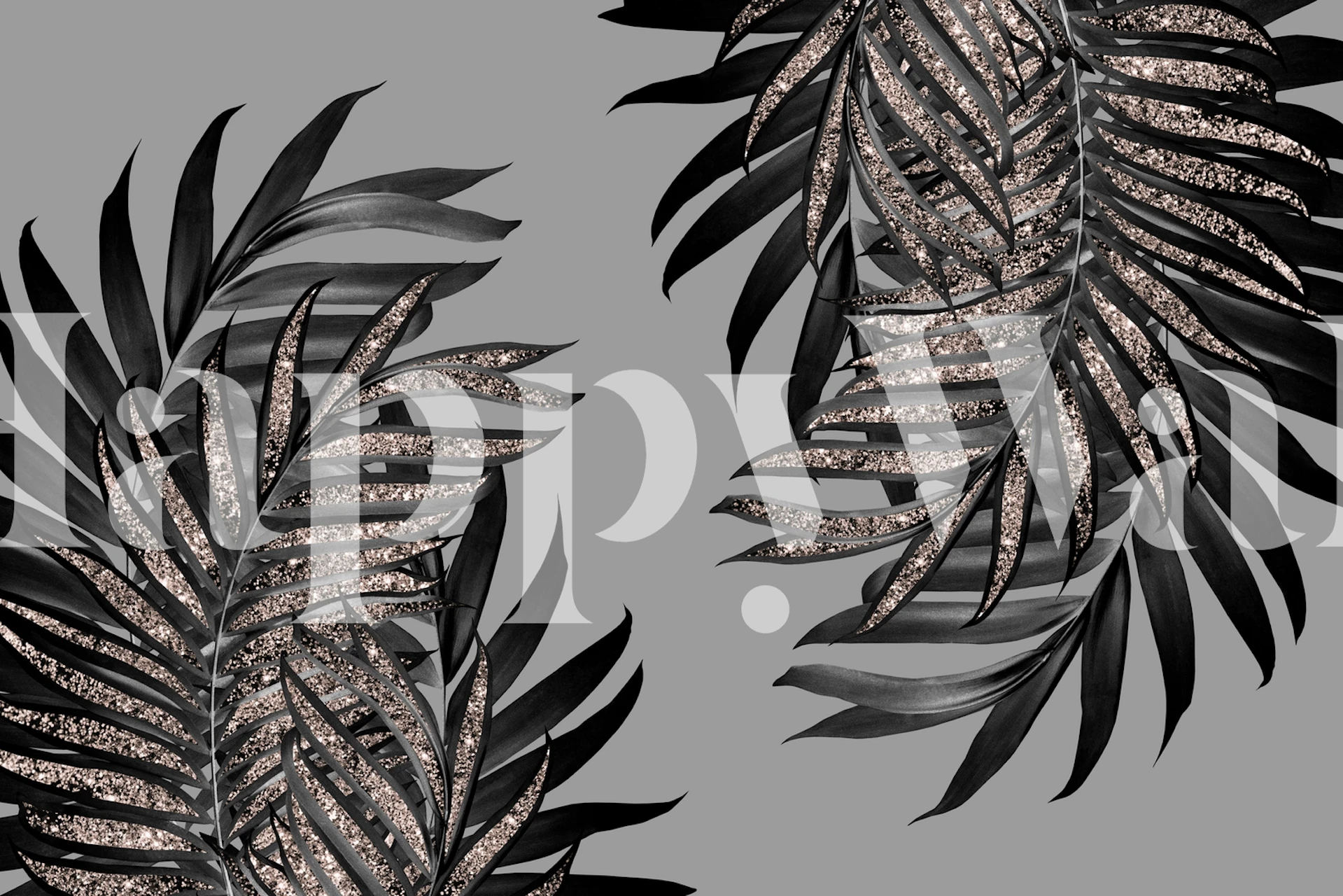 Palm Leaves with Glitter wallpaper in een kamer