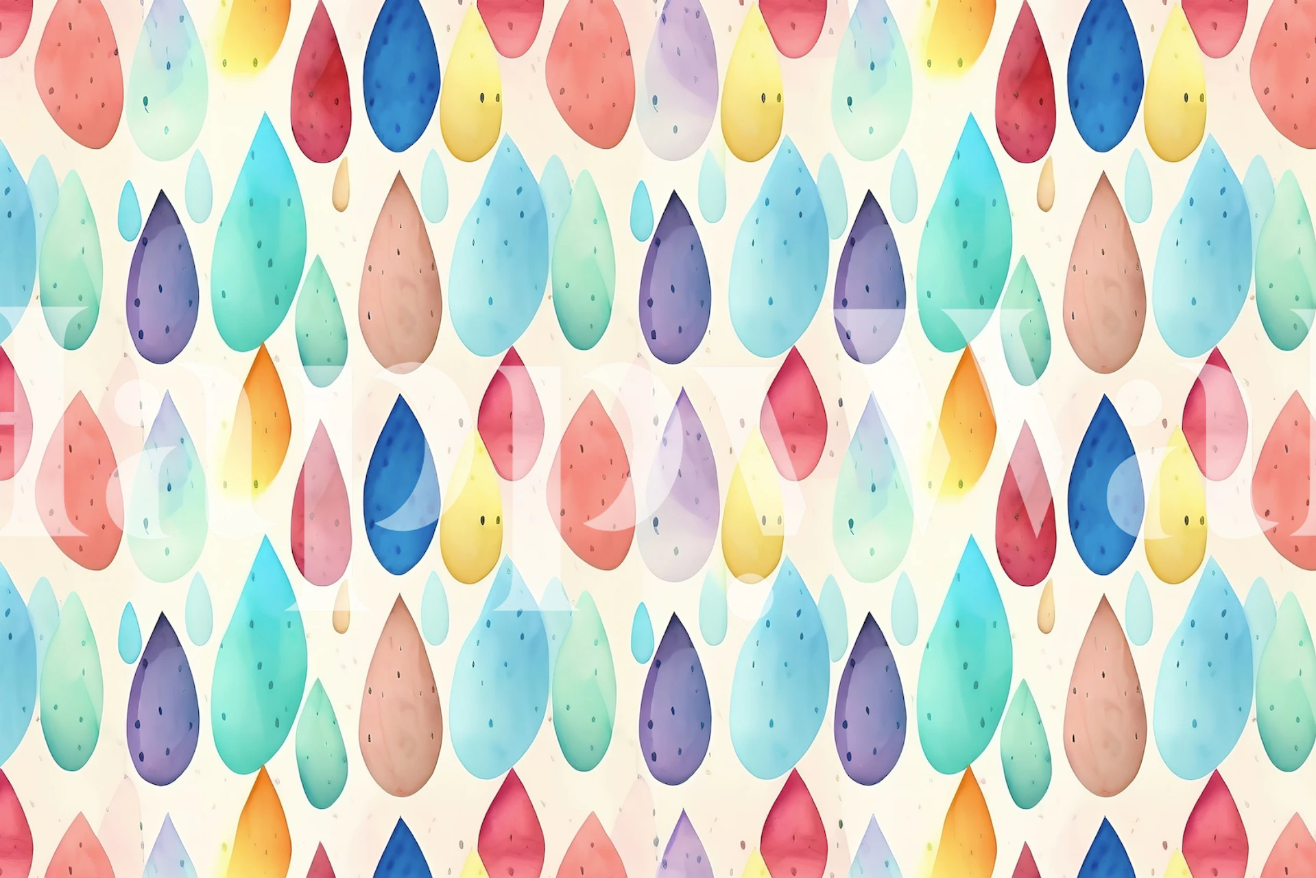 Kleurrijke aquarel regendruppels patroon muurschildering