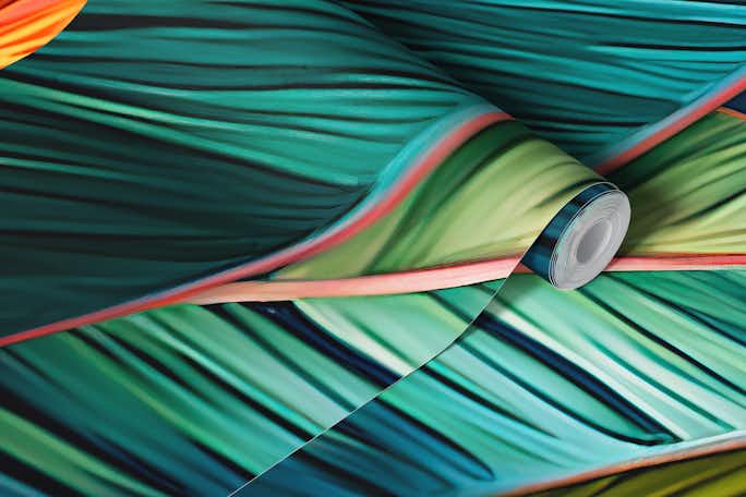 Colorful Lined Palm Leaveswallpaper roll