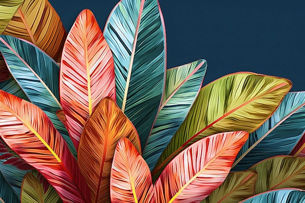 Colorful Lined Palm Leaves