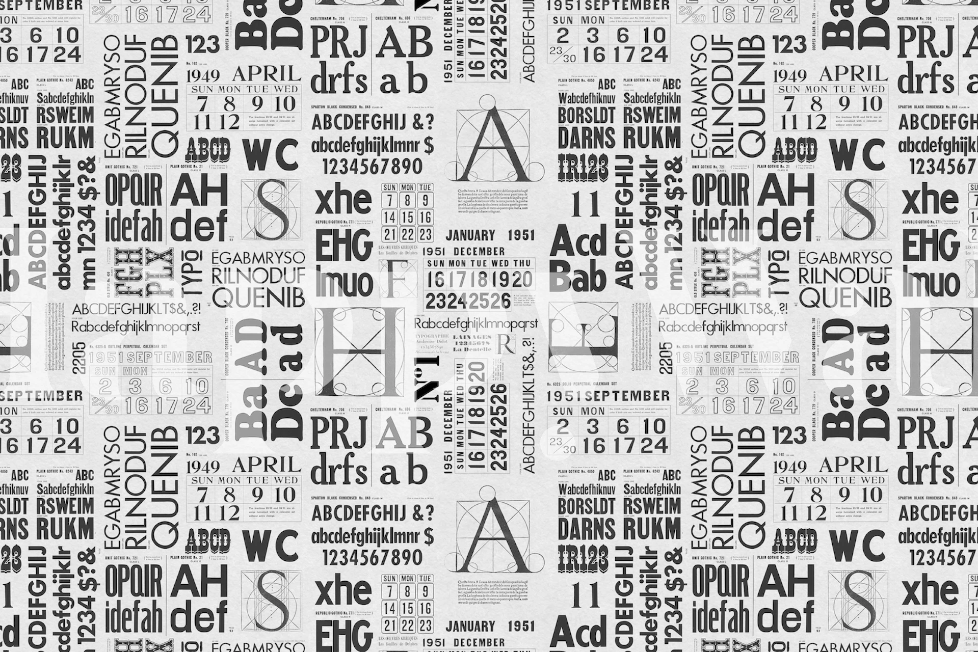 Old Print Typography Pattern wallpaper in a room
