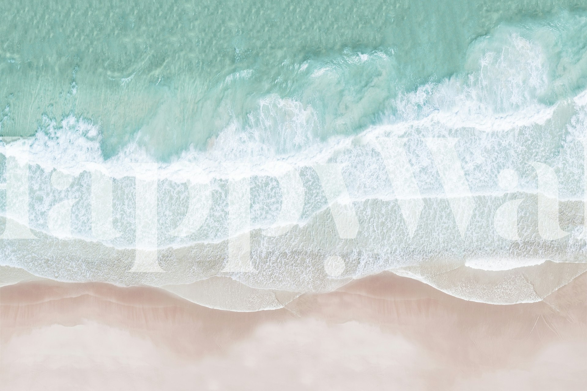 Aerial ocean view wallpaper with aqua waves and sandy beach