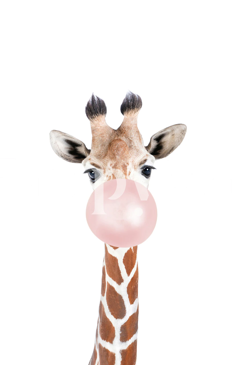papel de parede Bubble Gum Giraffe em um quarto