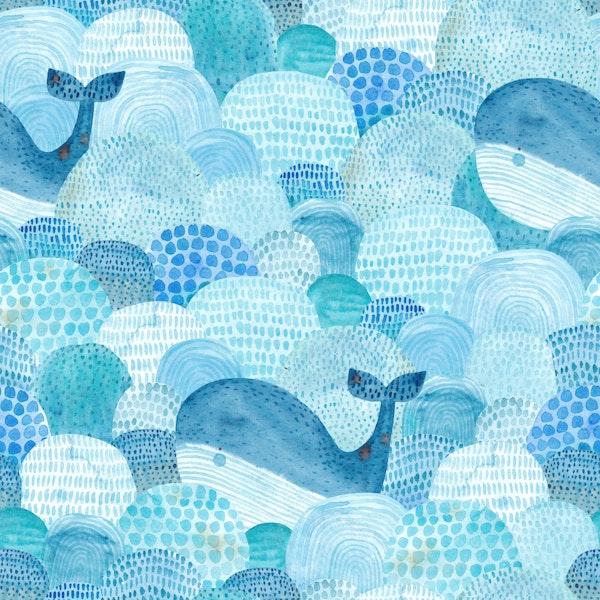 Whales in blue sea