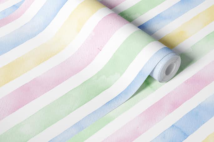 Pastel watercolor stripeswallpaper roll