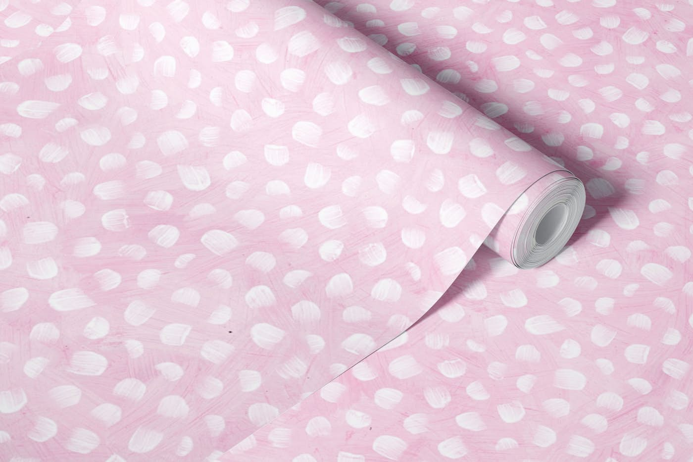 Pink dots gouache wallpaper roll