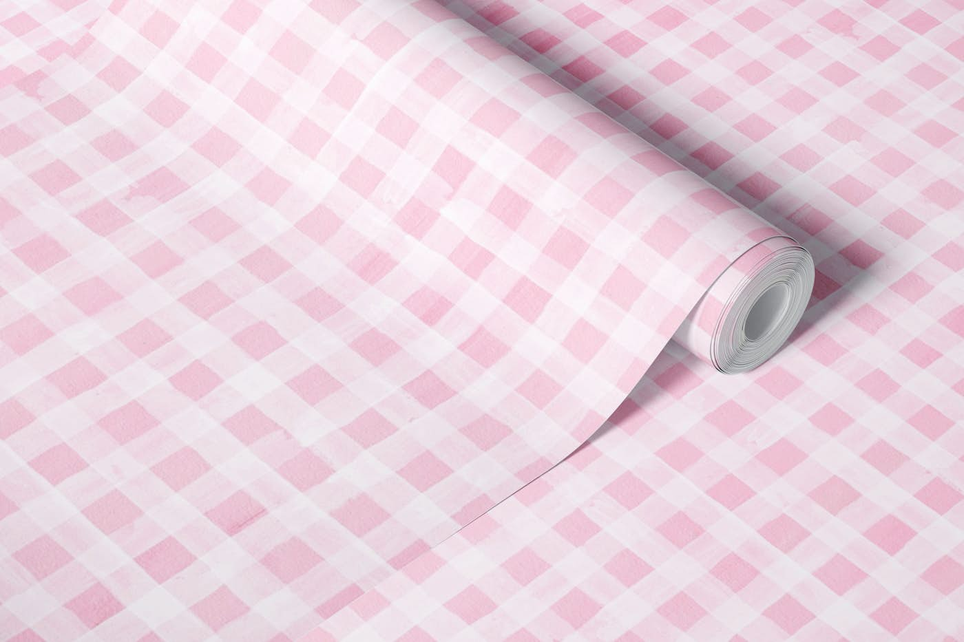 Pink checkered pattern wallpaper roll