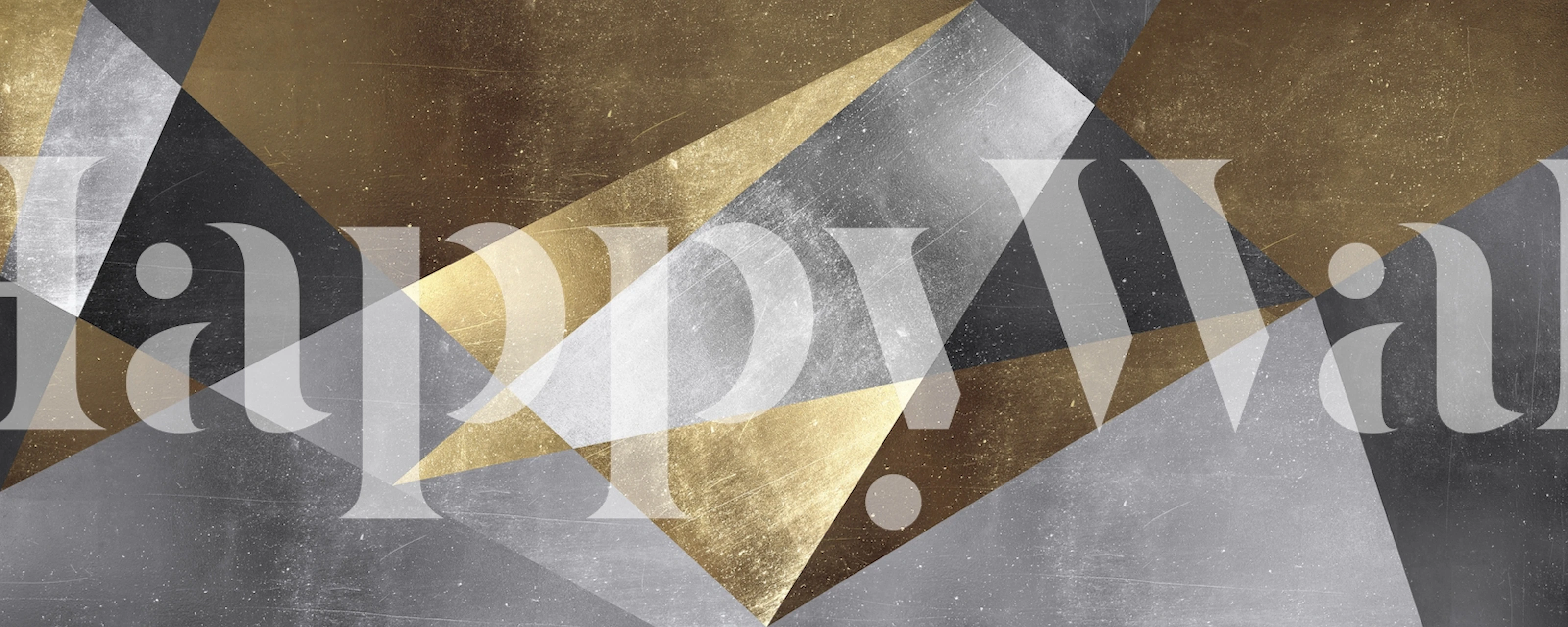 Kunst guld og sølv geometrisk vægmaleri med guld og sølv trekanter