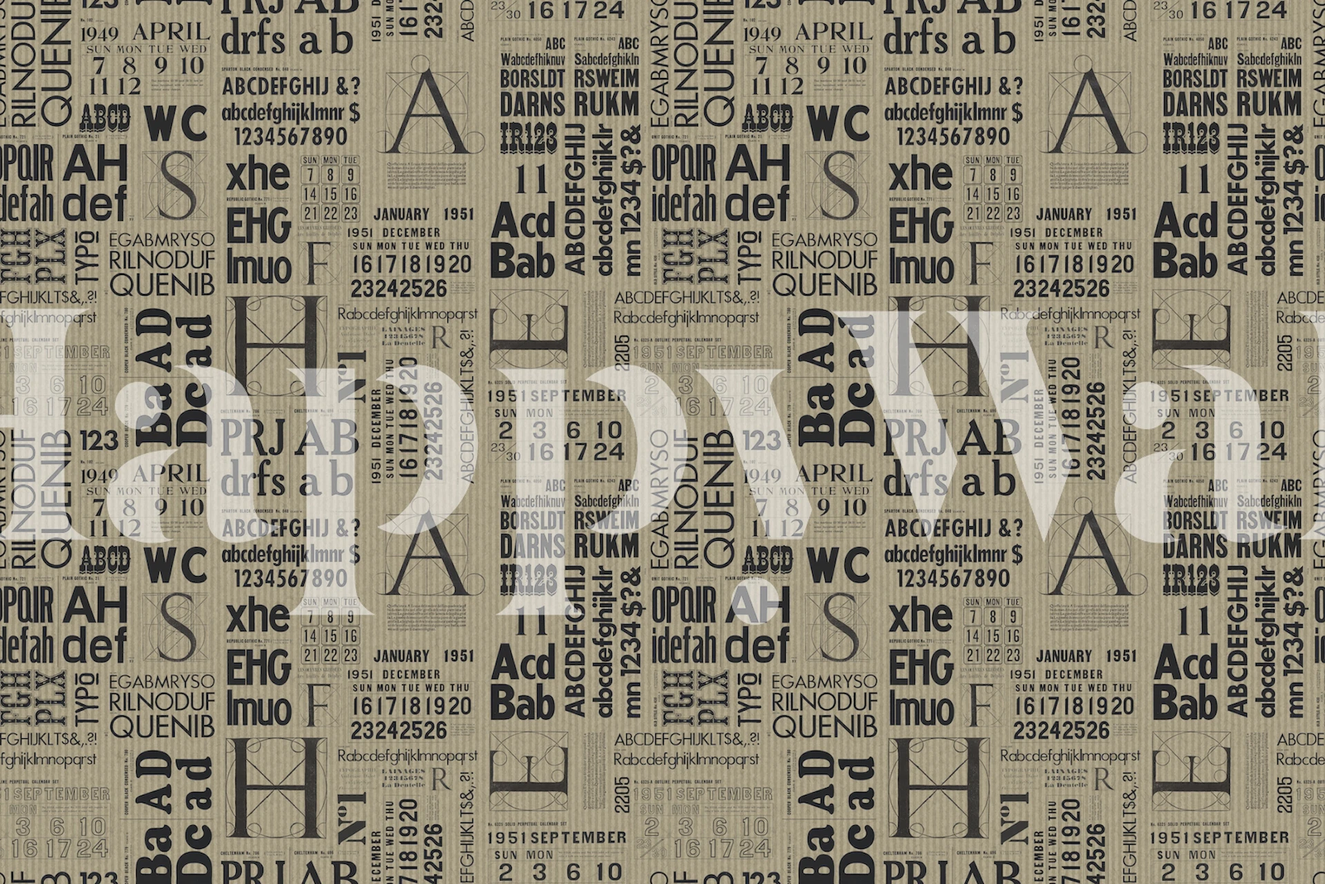 Vintage typography pattern on brown background wallpaper
