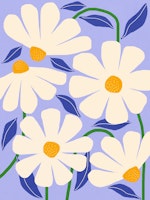 Wild Daisies - periwinkle carta da parati