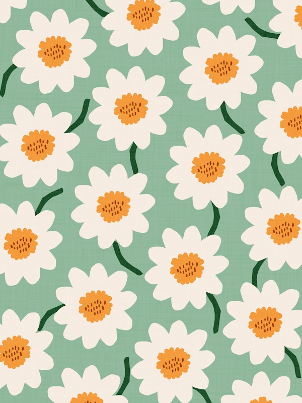 Flower field - mint orange