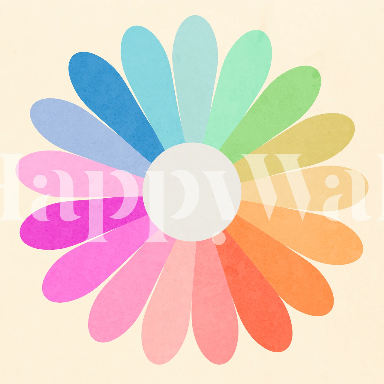 Papel de parede floral Rainbow Daisy em um quarto