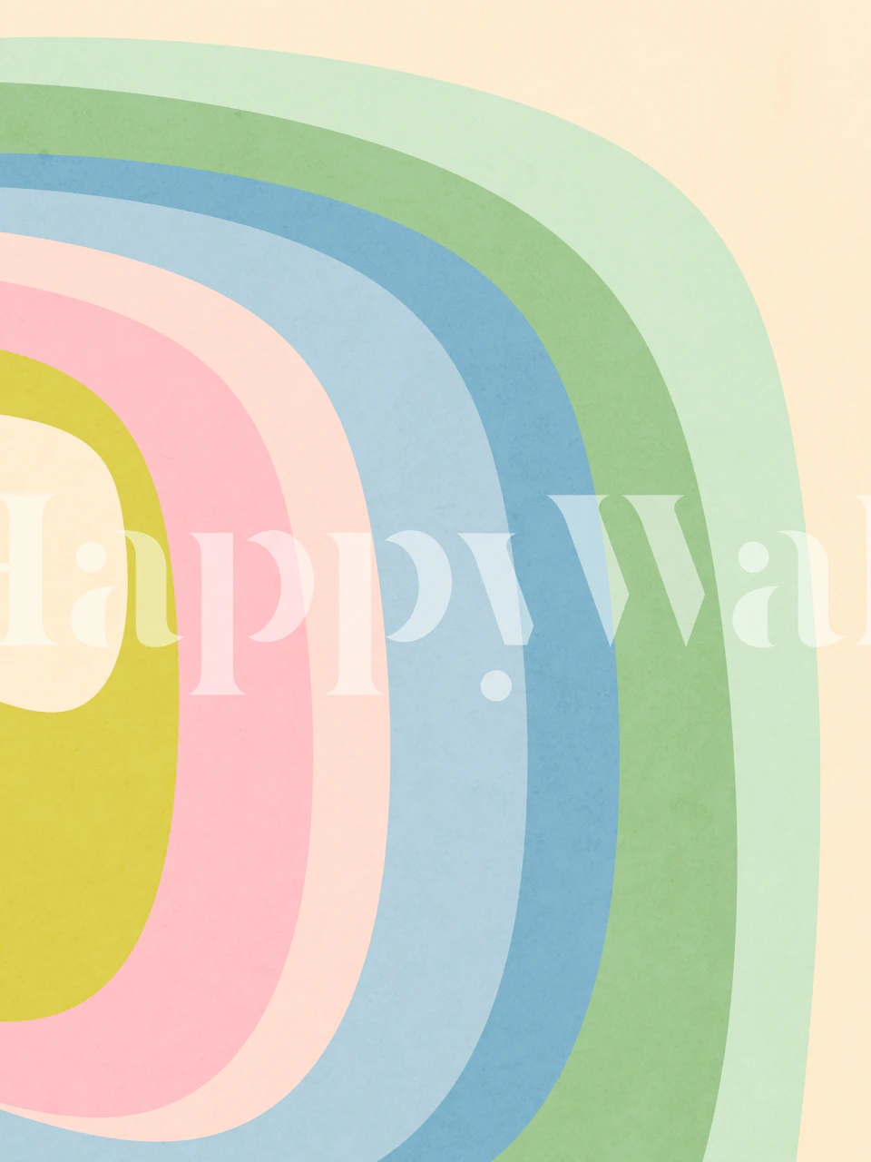 Abstract rainbow rings in pastel colors blue, green, pink, and yellow wallpaper
