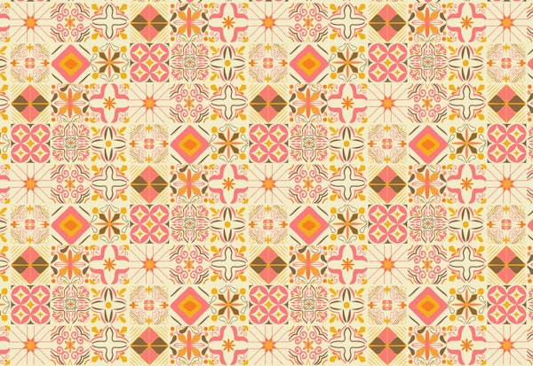 Portuguese Tiles Pink Yellow