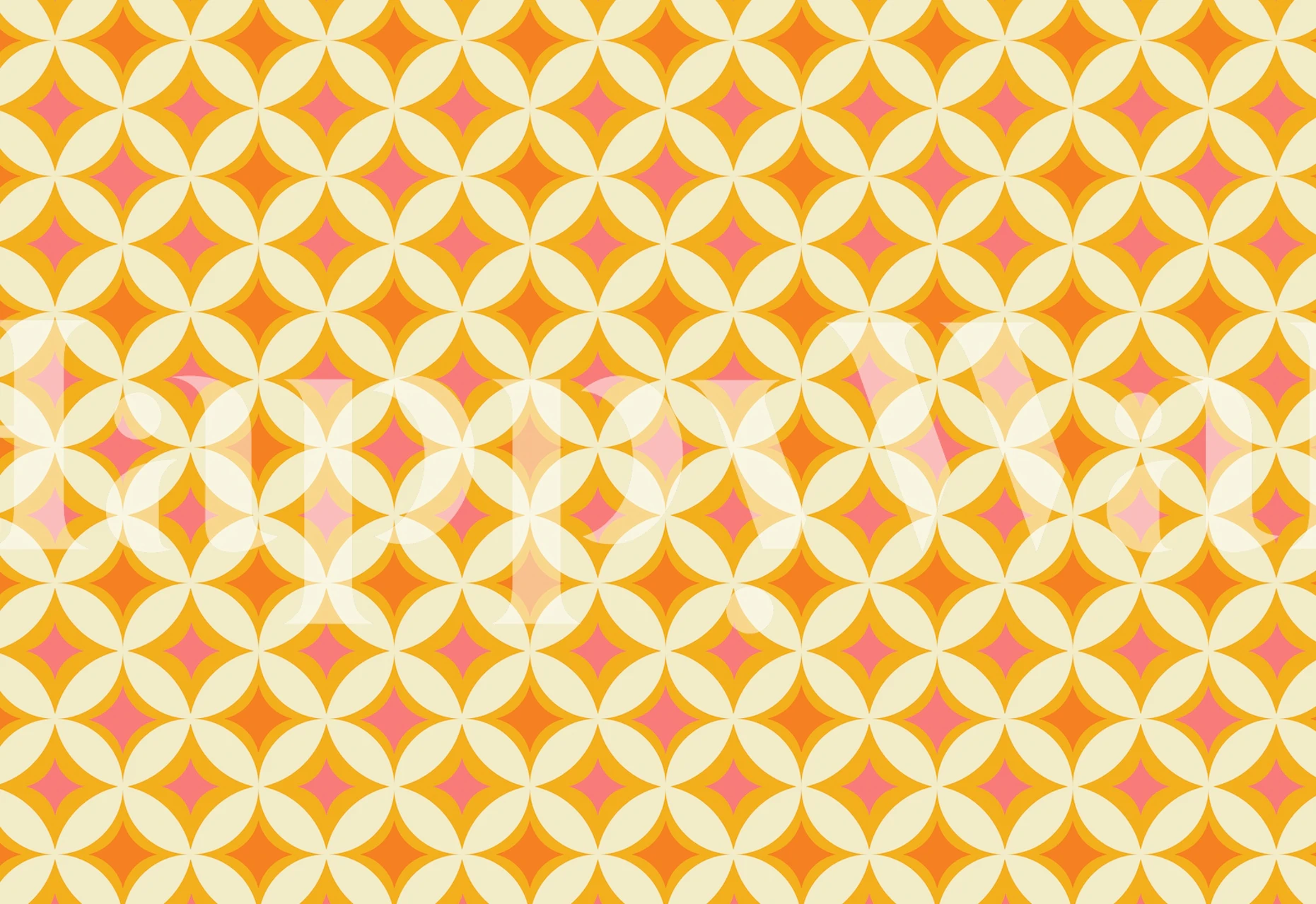 Geometric pattern featuring pink and orange tiles wallpaper