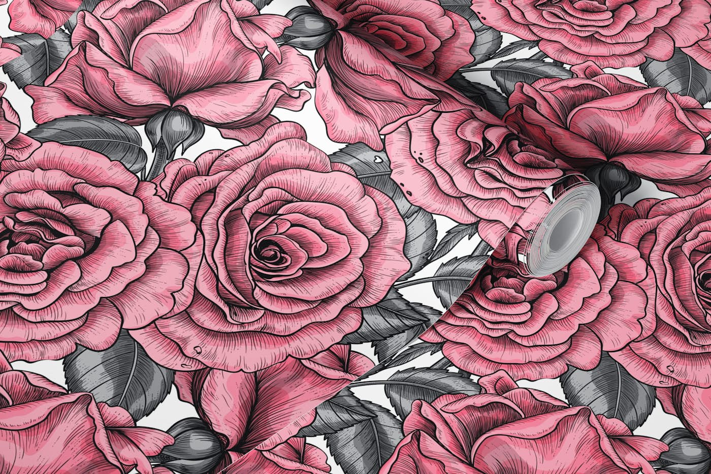 Pink Roses for you wallpaper roll